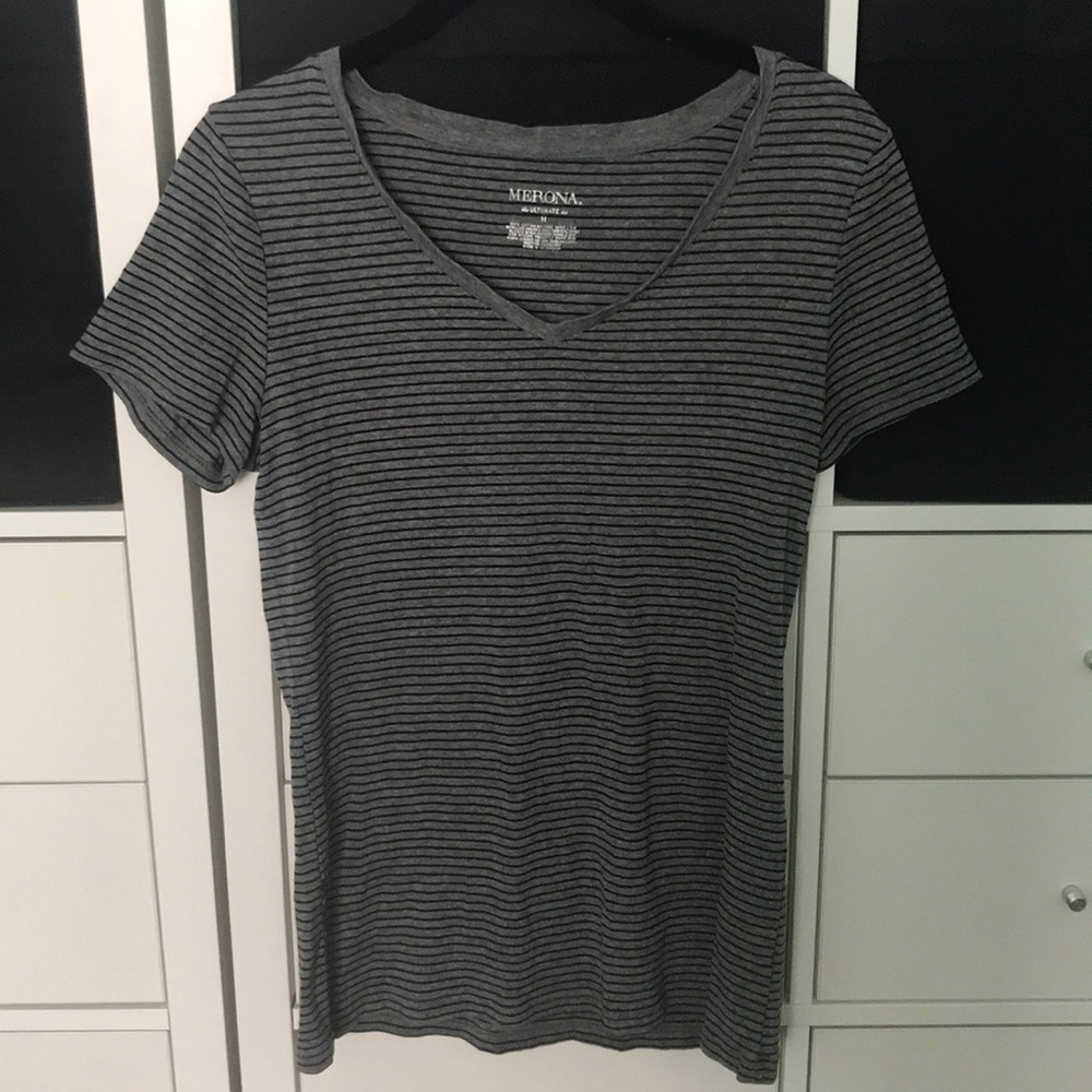 Merona Black and Gray striped shirt